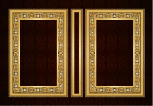 وکتور کادر و حاشیه خطی طلایی و سفید مستطیلی